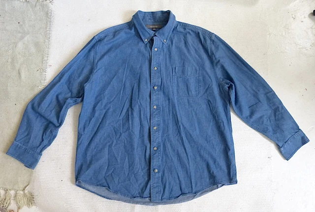 Chemise Homme En Flanelle Croft & Barrow - Taille XL, Motif Carreaux Bleu Et Blanc, 100% Coton - Bon état Occasion
