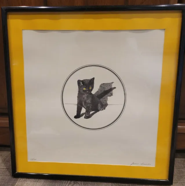 BLACK CAT Kitten LIMITED EDITION HAND SIGNED LITHOGRAPH 16/100 framed picture