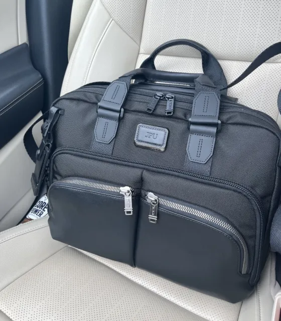 Tumi Alpha Bravo Albany Laptop Bag, Black nylon And leather