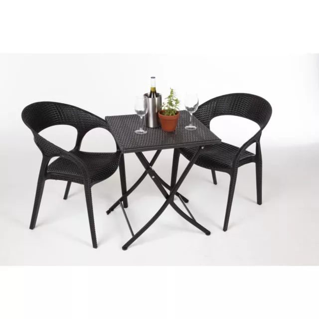 Bolero Square PE Wicker Folding Table Black 600mm - GL302