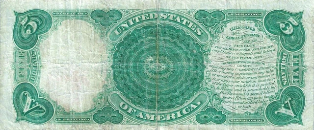 1907 $5 Legal Tender Note ~ Woodchopper Type ~ Attractive Collector Grade 3