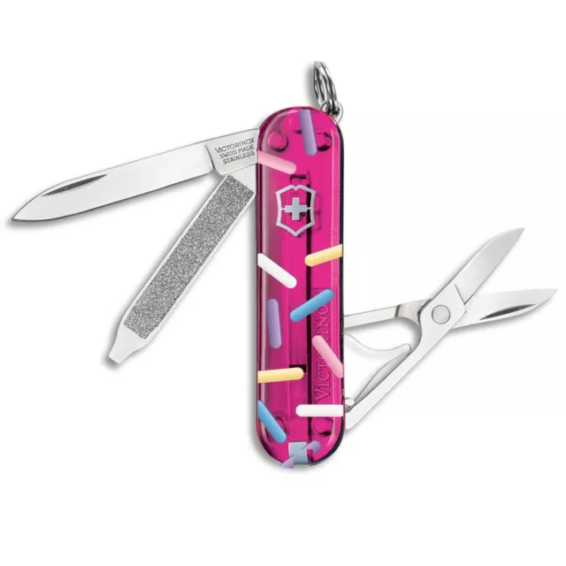 Victorinox Swiss Army Knives Pink Translucent Donut Sprinkle Classic Sd Knife