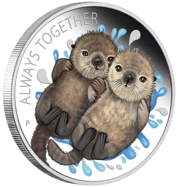 Tuvalu 2020 Always Together Otter Couple Half Dollar Silver Coin Proof