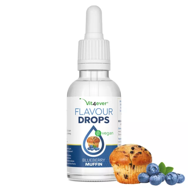 Flavour Drops - 50 ml / 100% vegan o. Kalorien - Aroma-Tropfen Bluebeery Muffin