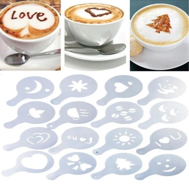 16 Stück Latte Art Schablonen Vorlagen Cappuccino Kaffee Schaum Kuchen Decor