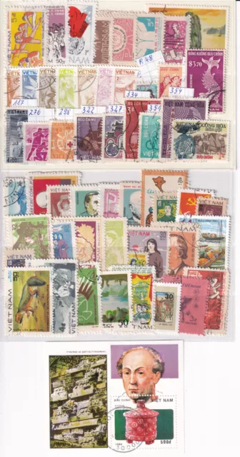 Vietnam 54 verschiedene Briefmarken + 1 Block KW 35,00 Euro Gestempelt