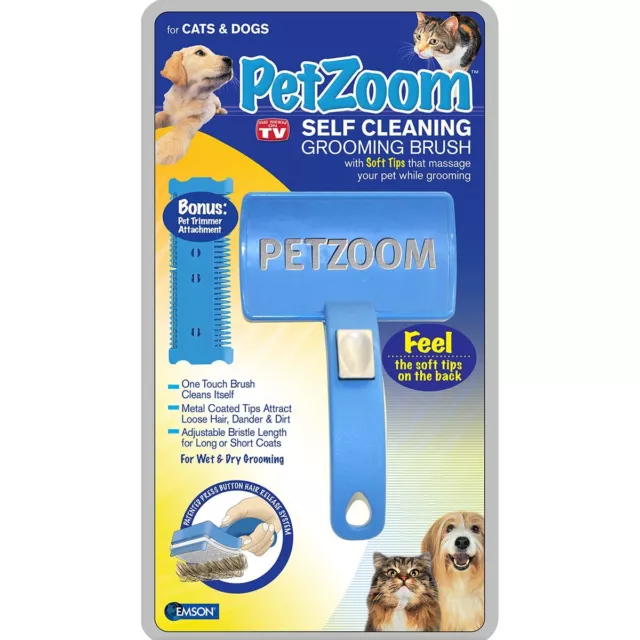 PetZoom Pet Dog Cat Grooming Self Cleaning Brush Comb Hair Fur Shedding Tool US
