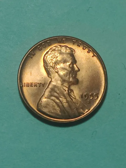 1955 San Francisco mint red uncirculated UNC BU lincoln cent wheat penny