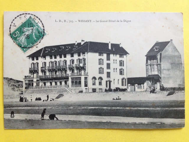 cpa Ecrite en 1908 WISSANT (Pas de Calais) Le Grand HÔTEL de la DIGUE