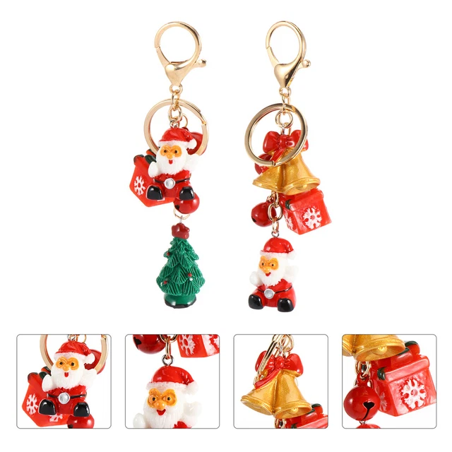 2 Pcs Purse Hanging Charms Christmas Keychain Car Pendant Car Key Fob The Bell