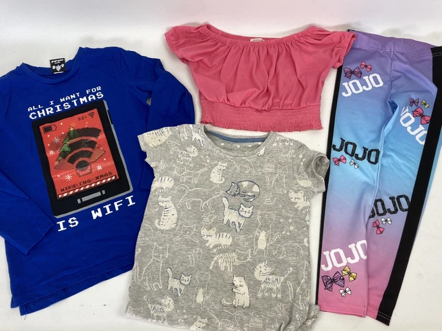 Kids Girls Clothes Bundle Age 6-7 + 7-8 Tops & JOJO Leggings Lot C