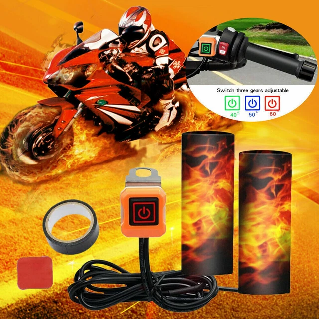 Universal 12V Motorcycle ATV Heated Hand Grips Pads Handlebar Heater Hand Warmer