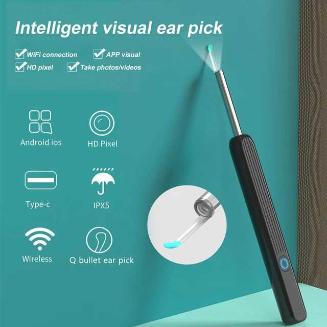 Limpiador de oídos endoscopio cuchara cámara eliminación de cera para oídos inteligente visual Wifi otoscopio