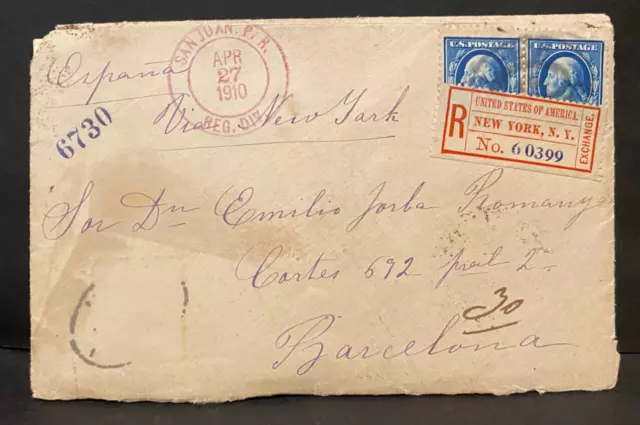 Puerto Rico 1910, Registered Cover/Letter, Mason Monogram wax seal, Comet Halley