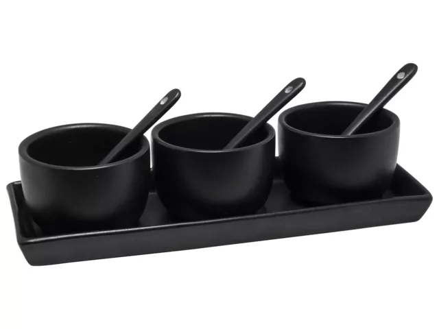 Dipschalen SET 7-tlg. Dip Saucen Soßen Schalen Schüssel Servierset Keramik black