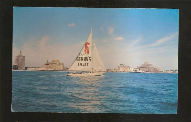 Vtg 1950's 60's Postcard SAIL BOAT - CAPT. STARN'S RESTAURANT ATLANTIC CITY N.J.