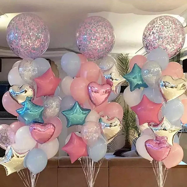 Globos metálicos de látex de látex Star Hearts Día de Acción de Gracias Boda Cumpleaños Fiesta