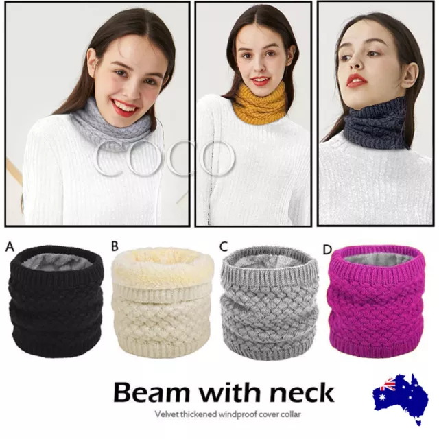 Men Women Neck Warmer Winter Knitted Thickened Fleece Warm Scarf Bib Warm