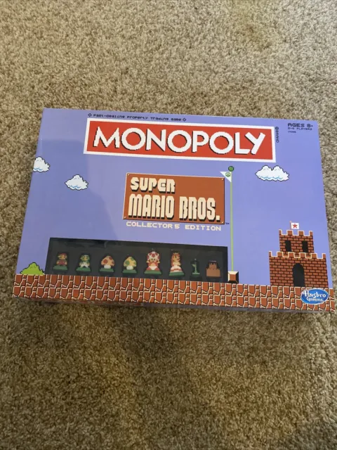 Super Mario Bros Monopoly Board Game Collectors Edition Hasbro 8 Bit Nintendo