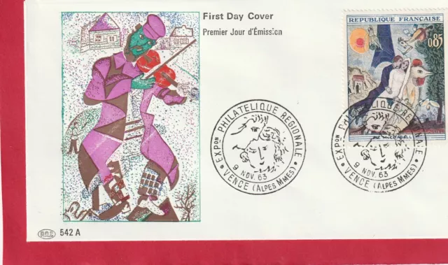 ENVELOPPE  1er JOUR- FDC : 1963  CHAGALL GF VENCE