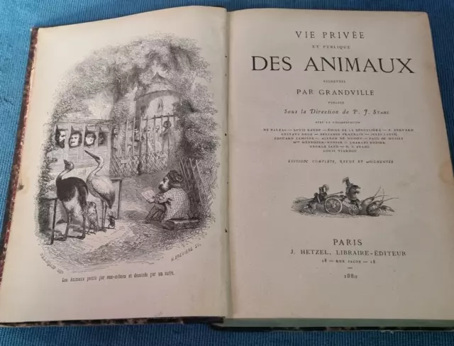 Livre ancien VIE PRIVEE ET PUBLIQUE DES ANIMAUX VIGNETTES PAR GRANDVILLE 1880