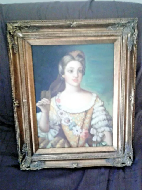 Quadro Ritratto Nobile Dama Settecentesca  Olio Tela Cornice Dorata