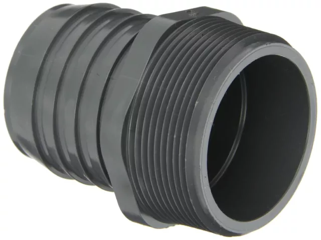 Dura 1436-020 PVC Tube Fitting, Adapter, Schedule 40, Gray, 2" Barbed x NPT Male