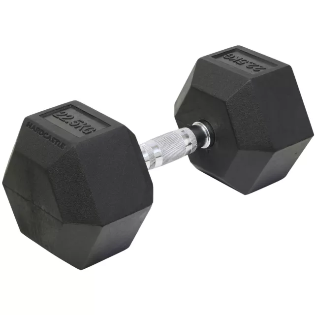 Single 22.5kg Rubber Dumbbell Hex Weight Biceps/Workout/Training/Gym Dumbell#745