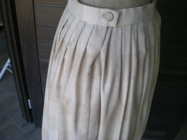 jupe femme T 38/40 beige à carreaux, à plis, laine 2