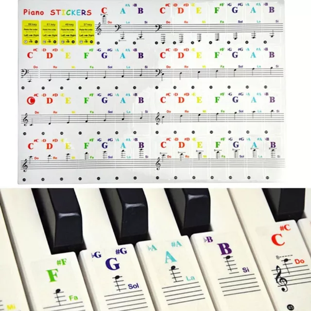 AUTOCOLLANTS DE PIANO,YMWALK autocollants de piano ou de clavier colorés  pour cl EUR 14,99 - PicClick FR