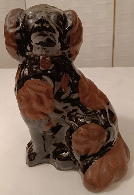 Ceramic/China Seated Black And Brown Spaniel Ornament Figurine