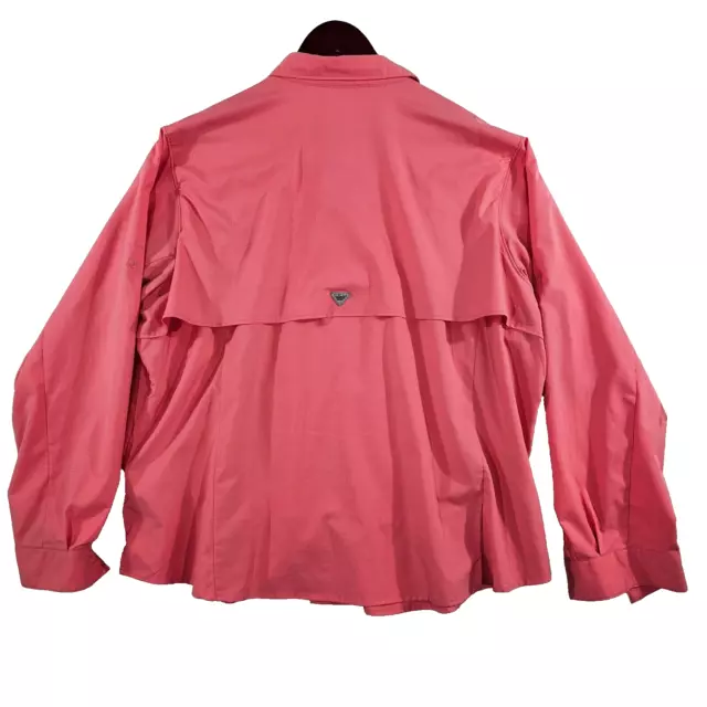 Columbia PFG Jacket Womens Vented Snaps Long Sleeve Pink Coral Plus Size 3X 2