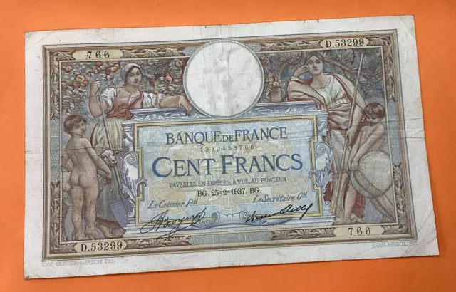 Billet 100 Francs Luc Olivier Merson 1937