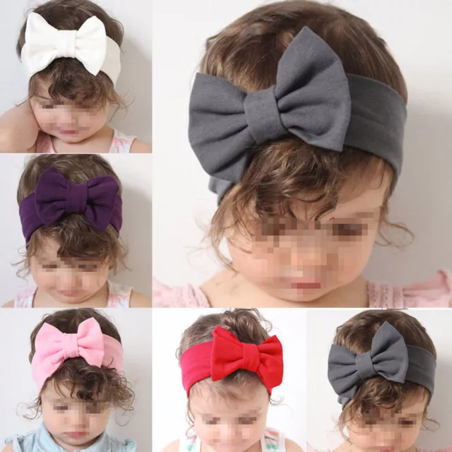 Baby Kids Toddler Girls Stretch Big Bow Knot Turban Hairband Headband Headwrap