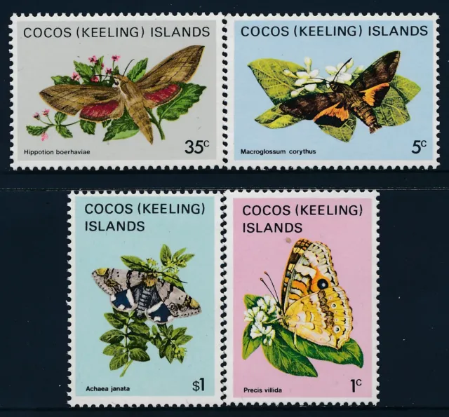 1982-1983 Cocos Islands Butterflies & Moths Part I Set Of 4 Fine Mint Mnh