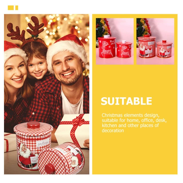 4pcs Weißblech Runde Weihnachten Multifunktionale Cookie Jar 6