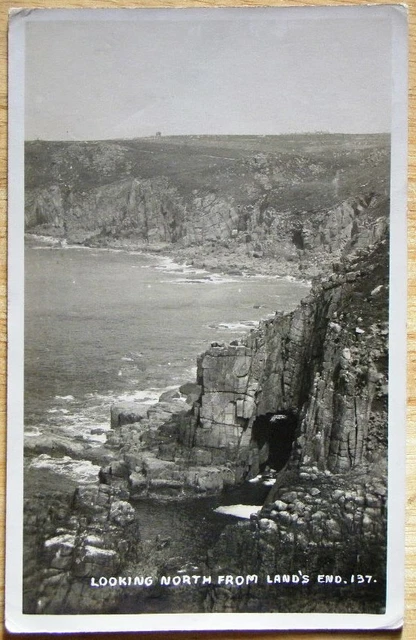Looking North From Land's End Cornwall postcard. Vintage 1930s