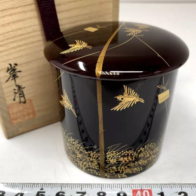 Natsume Tea Caddy Container Canister Makie(Gold Lacquer) U-0384