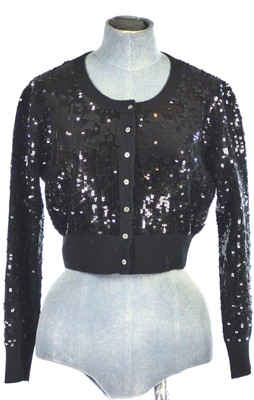 Maglione DKNY paillettes nero e oro seta e cashmere taglia S 