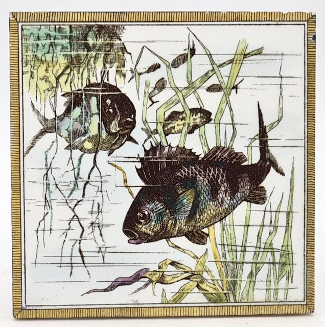 Antique Minton Hollins & Co Fish Design C1880 AE2