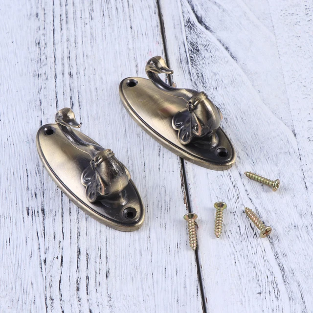 Pair of Swan Style Drapery Curtain Holdbacks Tieback Hooks (Bronze)