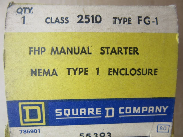 Square D 2510FG-1 FHP Manual Starter Nema Type 1 Enclosure with Heater New!!!