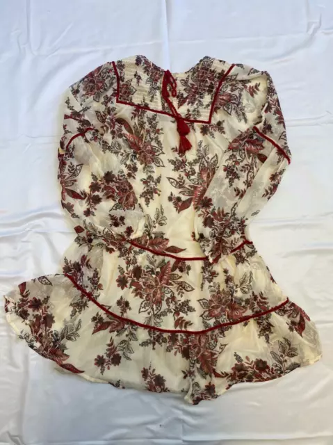 MSRP $68 Tinsel Petite Floral-Print Smocked Dress Natural Size PXS