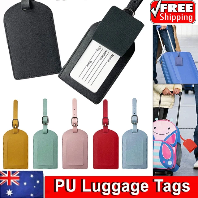 Leather Luggage Tags Suitcase ID Card Name Label Baggage Holiday Travel Address