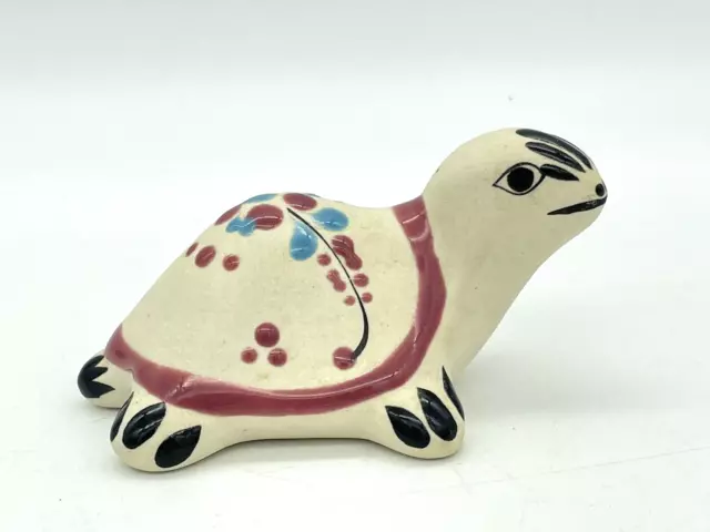 Ceramic Turtle Hand Painted Artist Signed Made In Mexico Vintage EUC