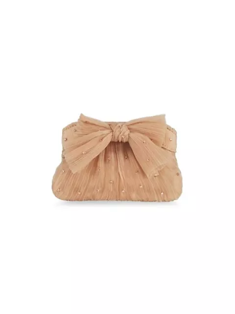 NEW Loeffler Randall Rochelle Knotted Crystal-Embellished Satin Clutch MINI BOW