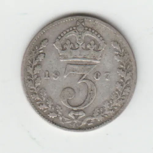 GB Silver 3d Threepence 1907 Edward Vll  as shown