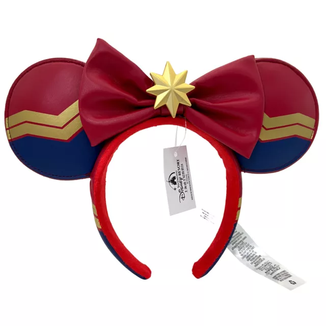 UK Disney Park Exclusive 2022 Ears Red Bow Captain Marvel Carol Danver Headband