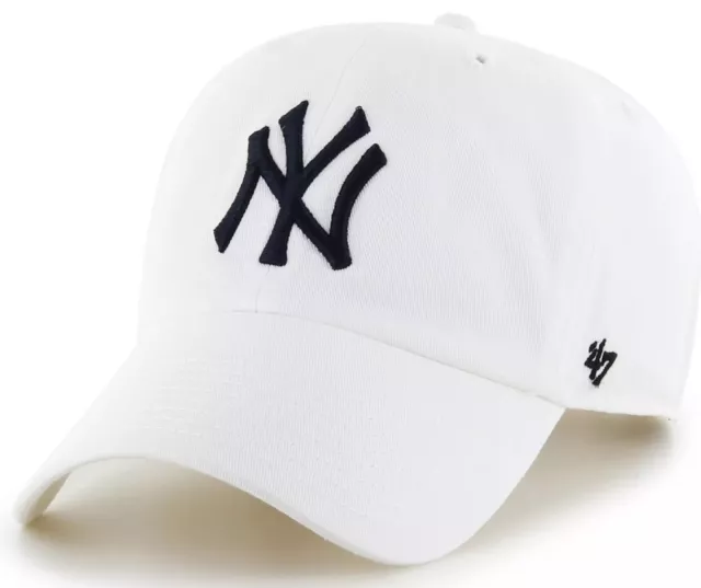 NWT New York Yankees 47 Brand WHITE  Adjustable Clean Up Dad Hat '47 Cap