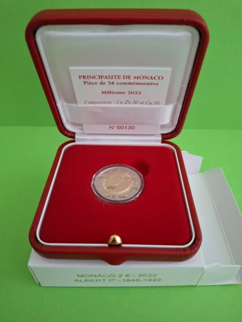 Monaco 2 Euro 2022 N.130!  100. Geb Fürst Albert I. PP Proof mit OVP Zertifikat